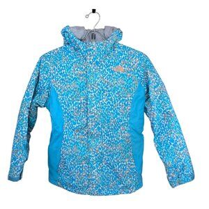 The North Face Girls M Jacket Turquoise/Orange Print winter warm